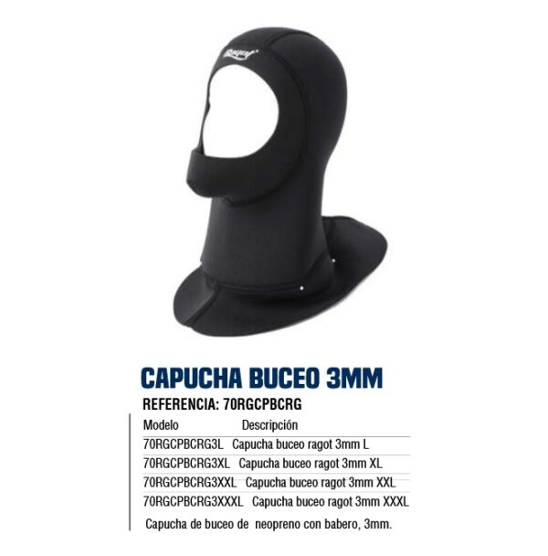 CAPUCHA DE BUCEO RAGOT 3MM